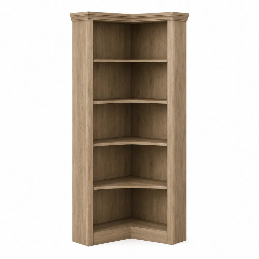 Corner Wooden Bookcase with 5 Shelves 180cm