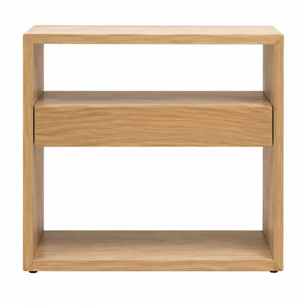 Oak Wood Console Table with Drawer and Shelf 80cm x 30cm x 80cm