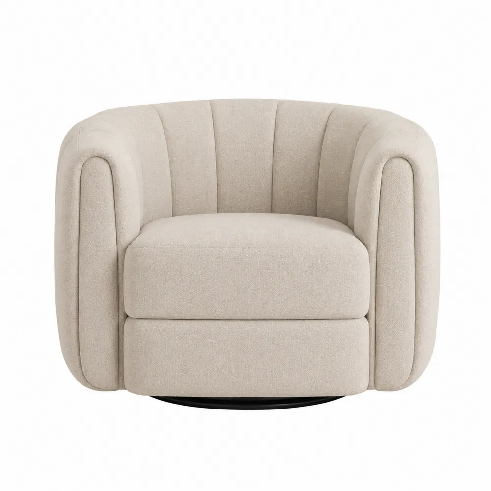 Swivel Barrel Chair Polyester Fabric Upholstery 31in Height