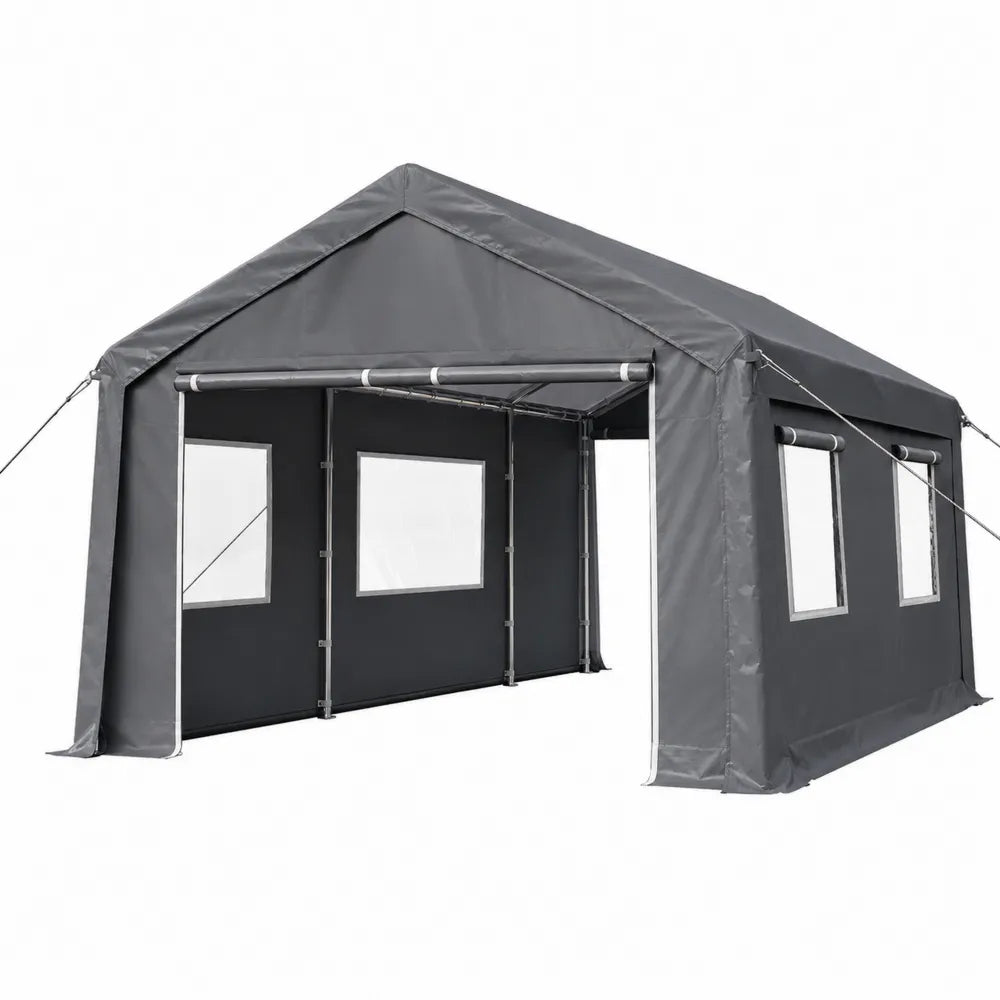 Rectangular Steel Gazebo with PVC Fabric, Gray, 600x300x250 cm
