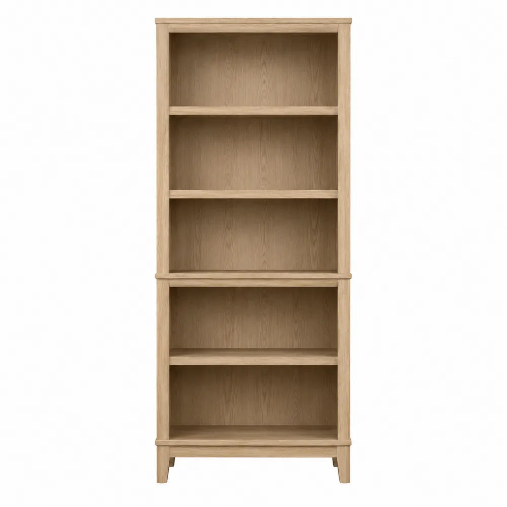 Oak Wood Five-Shelf Tall Bookcase 180cm