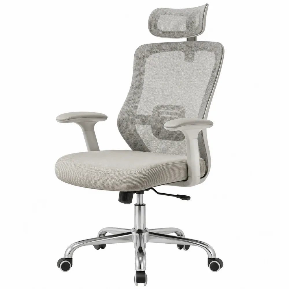 Ergonomic Office Chair with Mesh Back and Adjustable Features Grey