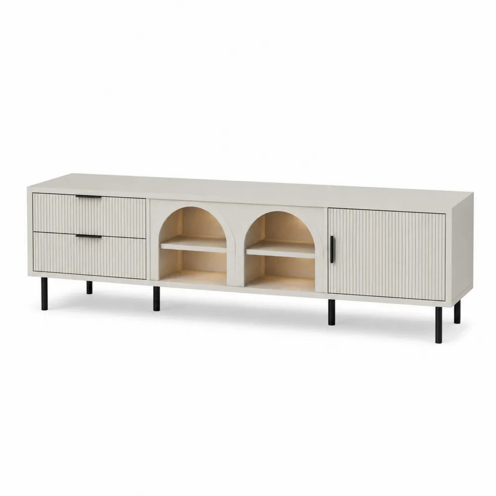 Off-White MDF TV Stand with Metal Legs 180cm