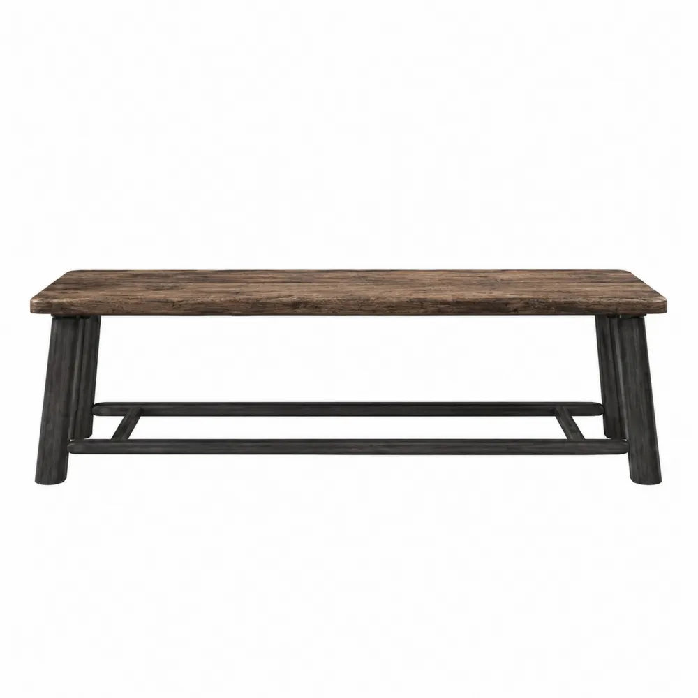Wood and Steel Bench Brown 120cm x 40cm x 45cm