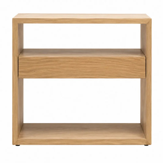 Oak Wood Console Table with Drawer and Shelf 80cm x 30cm x 80cm
