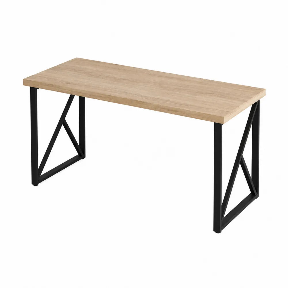 Rectangular Wood Desk with Metal Frame