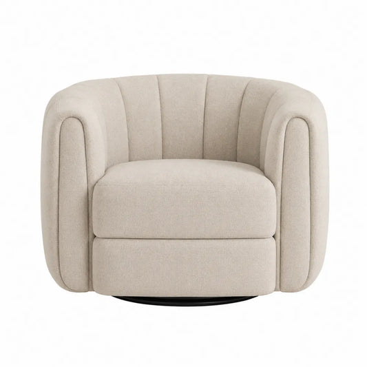 Swivel Barrel Chair Polyester Fabric Upholstery 31in Height