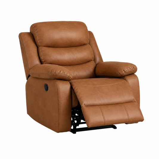 Faux Leather Recliner Chair Brown Adjustable