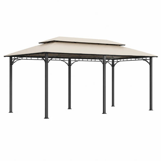 Outdoor Gazebo Steel Frame Polyester Canopy Beige 3x4m