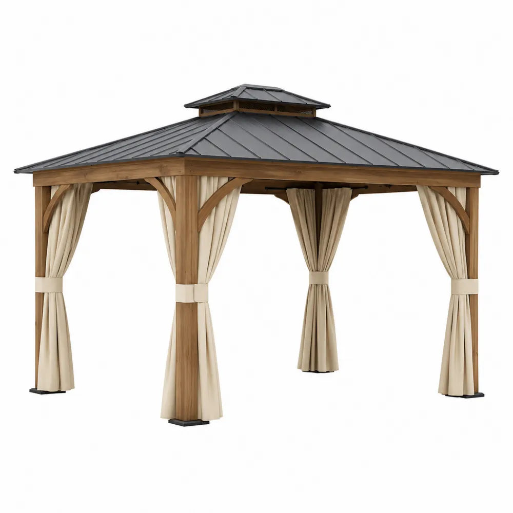 Outdoor Pavilion with Steel Roof and Wood Frame