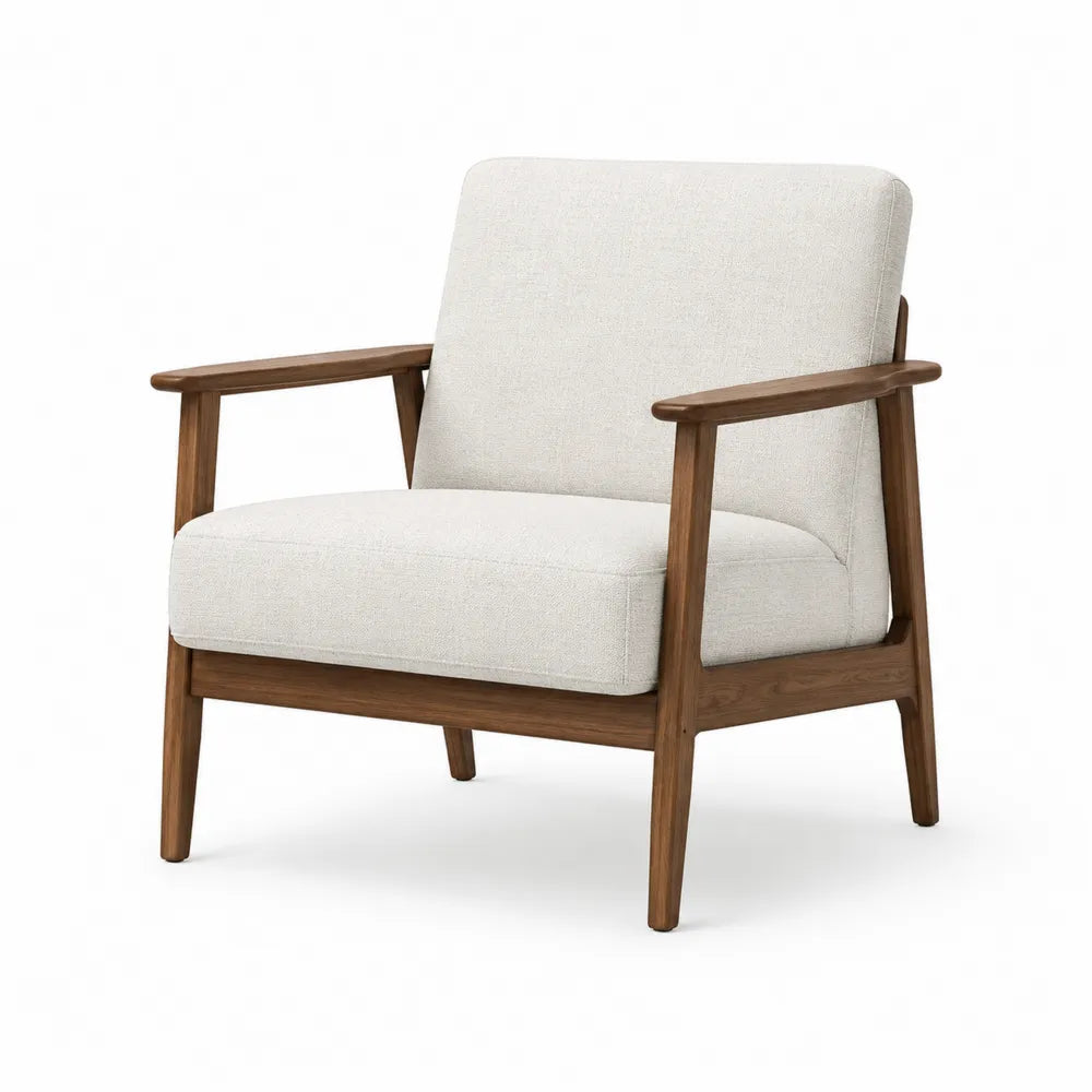 Wood Frame Armchair with Polyester Fabric
