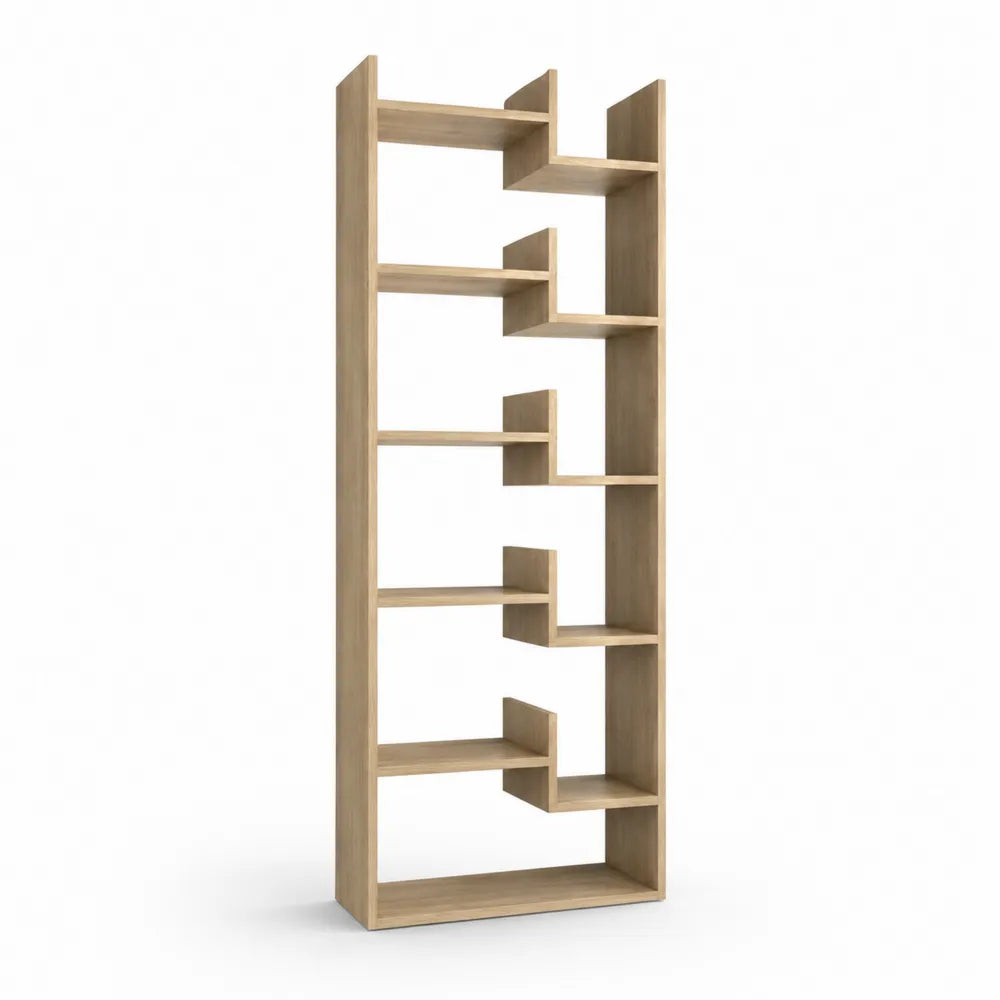 Modern Geometric Wood Bookcase 180x60x30cm