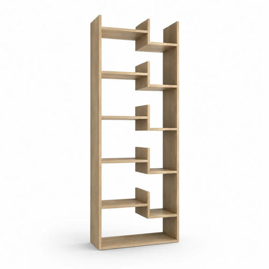 Modern Geometric Wood Bookcase 180x60x30cm
