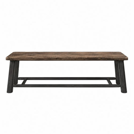 Wood and Steel Bench Brown 120cm x 40cm x 45cm